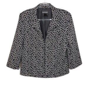 Molly & Maxx Blazer Black and White Zip up Geometric Design Jacket size Large